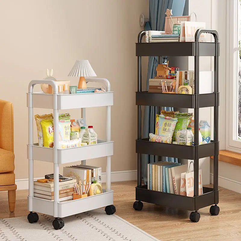 Multifunctional Open Shelf Storage Cart — Kitchen, Living Room & Bedroom Organizer