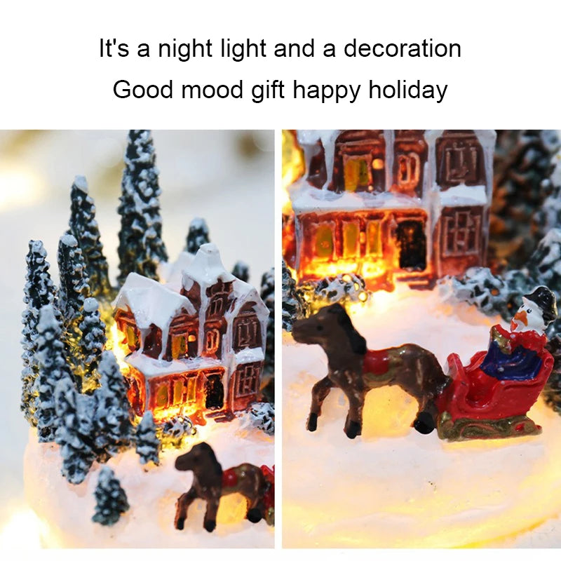 Christmas LED Micro Landscape House Night Light – Glowing Holiday Village Décor