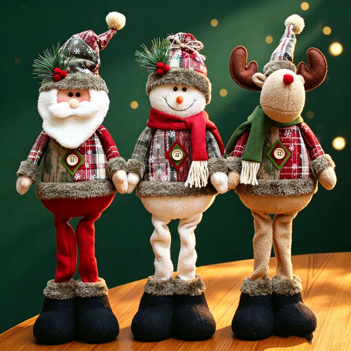 Christmas Flannel Snowman & Elk Doll — Soft Holiday Decor & Gift