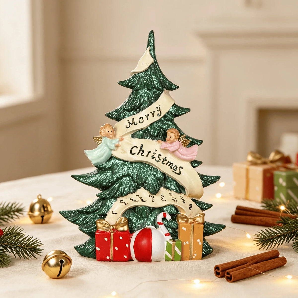 Angel Christmas Tree Resin Ornament — Elegant Holiday Figurine Decor