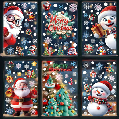 Christmas Window Stickers – Gingerbread Man, Santa, Snowman & Snowflake Decals