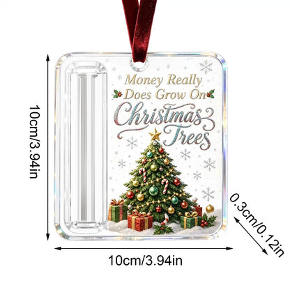 Christmas Acrylic Cash Holder Ornament — Reusable Holographic Money Gift