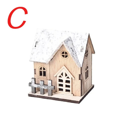Christmas LED Wooden Cabin Ornament – Glowing Holiday House for Tree & Home Décor
