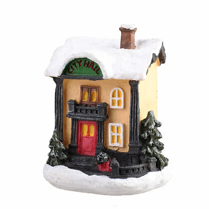 Christmas Resin Miniature House Ornament – Xmas Village Tabletop Figurine Décor