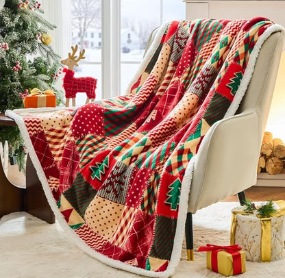 Christmas Throw Blanket, Christmas Decorations Gifts for Women Sherpa Winter Holiday Blanket Soft Christams Throws for Sofa Bed