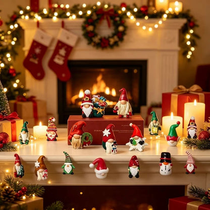 24-Day Christmas Advent Calendar — 24-Piece Resin Figurine Ornament Set
