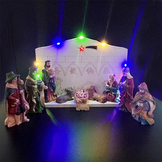 Christmas Nativity Scene Set – LED Lighted Holy Family Figurines for Home Décor