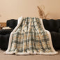 Thickened Double Layer Plaid Plush Blanket Faux Cashmere Autumn Winter Warm Bed Blanket Soft Cozy Sherpa Fleece Throw for Sofa