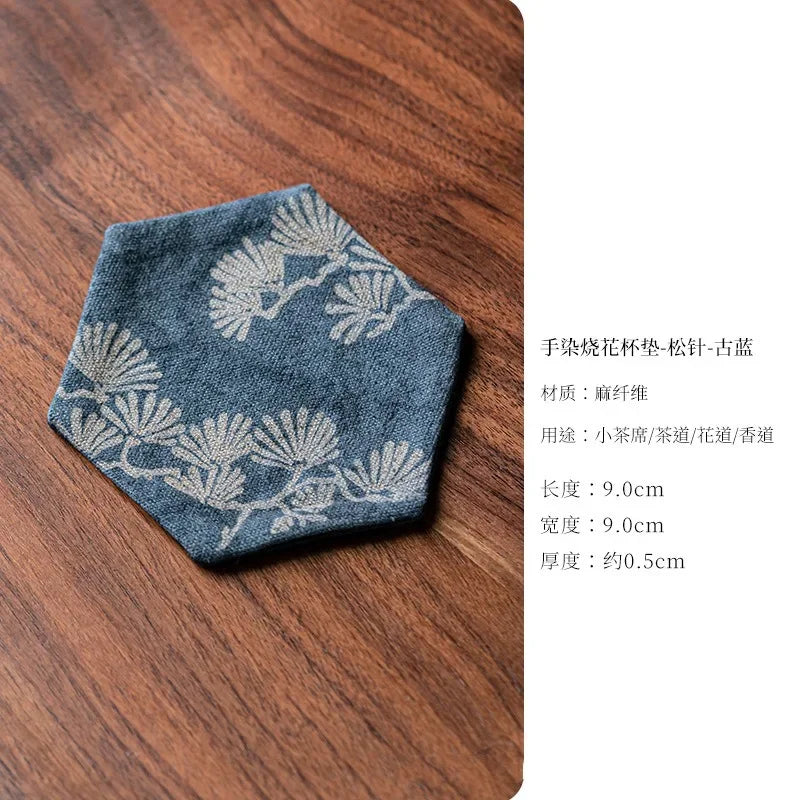 Vintage Embroidery Tea Coasters — Insulated Cup Holders for Tea Accessories