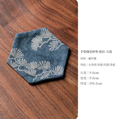 Vintage Embroidery Tea Coasters — Insulated Cup Holders for Tea Accessories