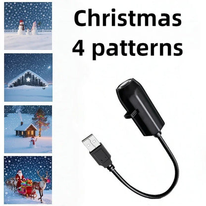 Christmas Projector Light – Glowing Santa & Snow Scene Bedroom Ornament