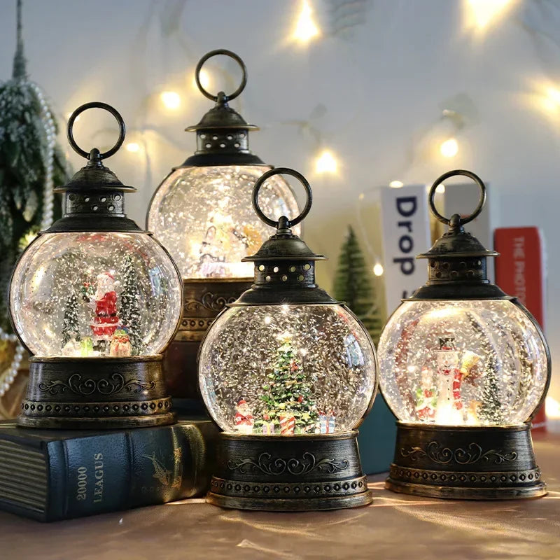 Crystal Ball Wind-Up Music Box — Rotating Christmas Scene Holiday Keepsake