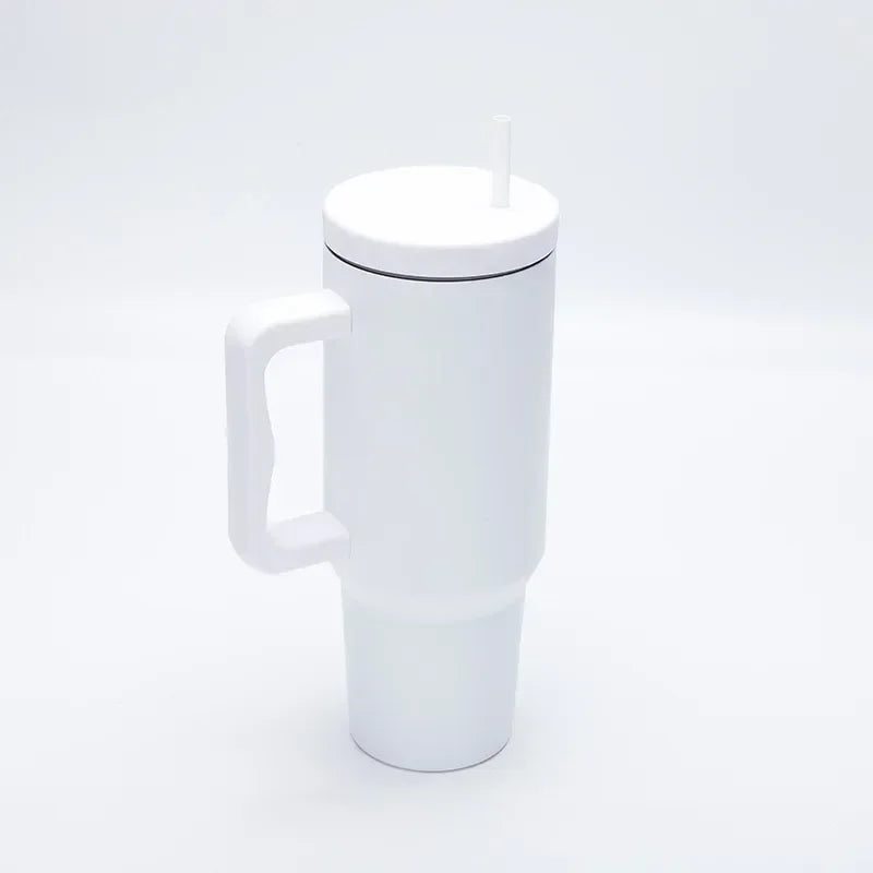 1pc 1200ml Leakproof 40oz Stainless Steel Tumbler with Handle and Straw Perfect for Outdoor Activities, Hiking, Running, Cycling