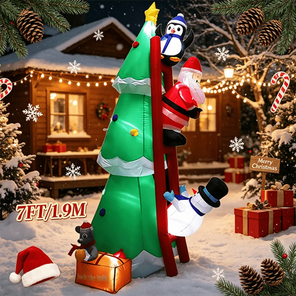 Christmas Inflatable 7FT Santa Claus Climbing Tree – Lighted Outdoor Yard Decor