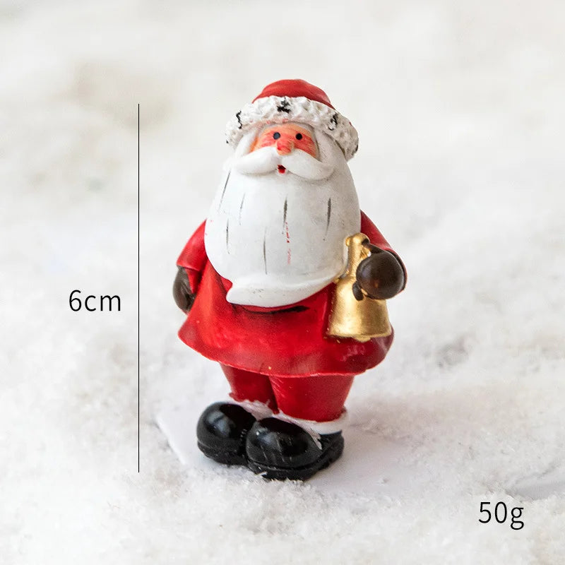 Christmas Resin Santa & Snowman Desktop Figurine – Holiday Décor & Photography Prop