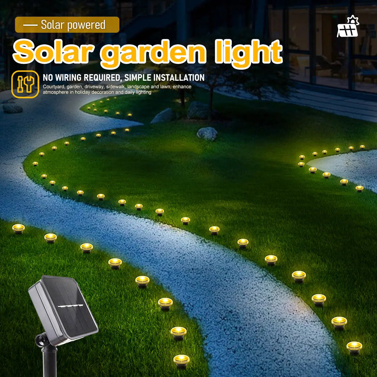 Solar LED Garden Pathway Light — 8 Modes, Waterproof Outdoor Stake Lamp
