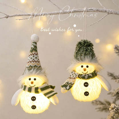 Christmas Lighted Snowman Figurine — Plush Holiday Tabletop Decor