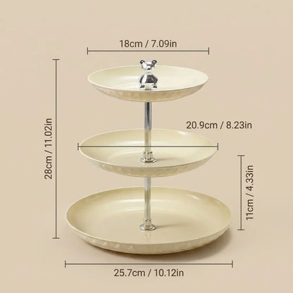 2/3 Tier Serving Tray Cake Stand Reusable Plastic Plates Serving Dishes Dessert Plate Fruit Bowl Snack Dish PET Food Tray Handle