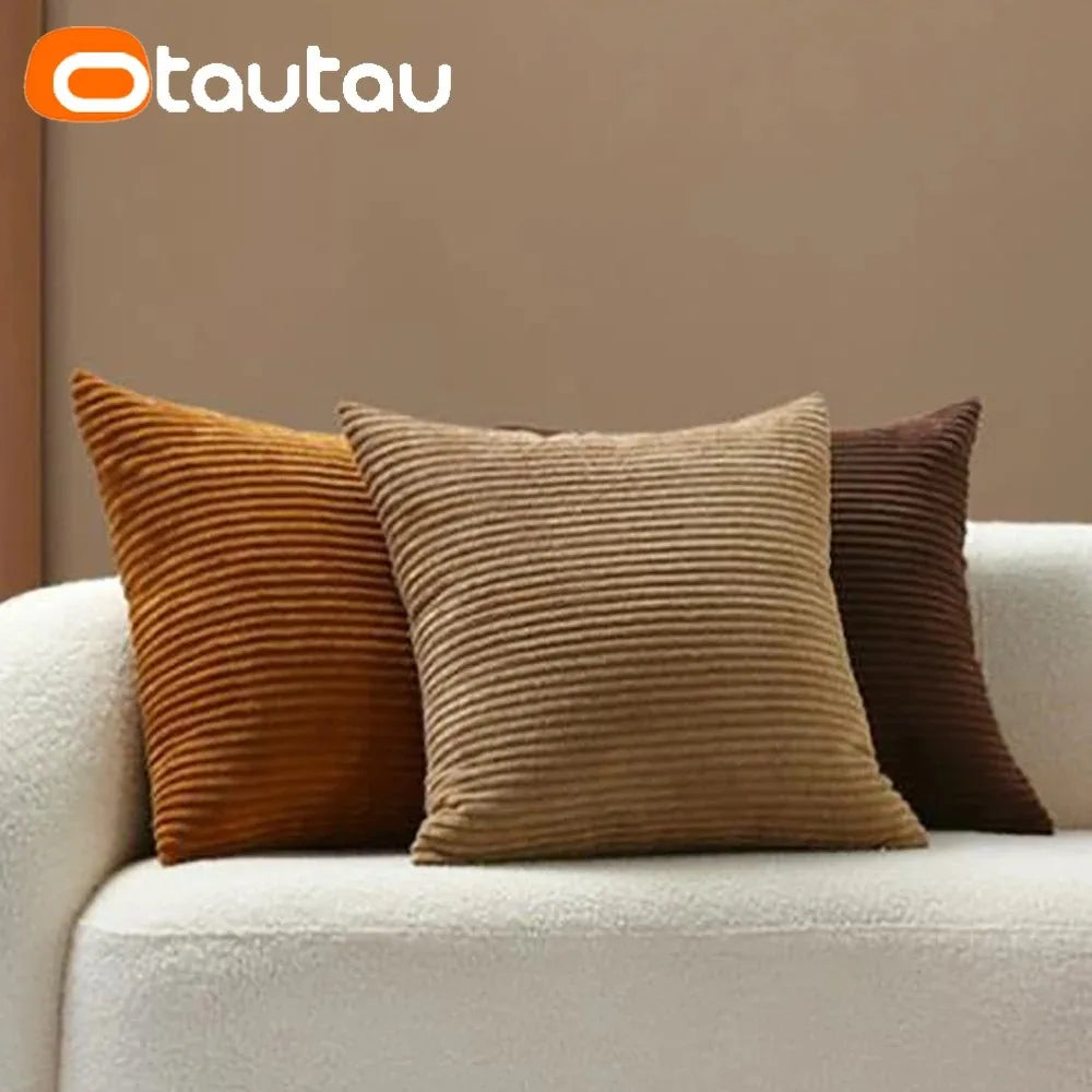Cotton Corduroy Cushion Cover — Textured Throw Pillowcase, Insert Not Included