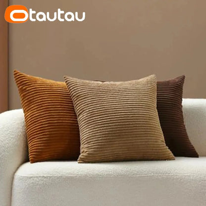 Cotton Corduroy Cushion Cover — Textured Throw Pillowcase, Insert Not Included