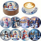 Christmas Wooden Coasters — Set of 8 Anti-Slip Festive Cup Mats for Bar & Home