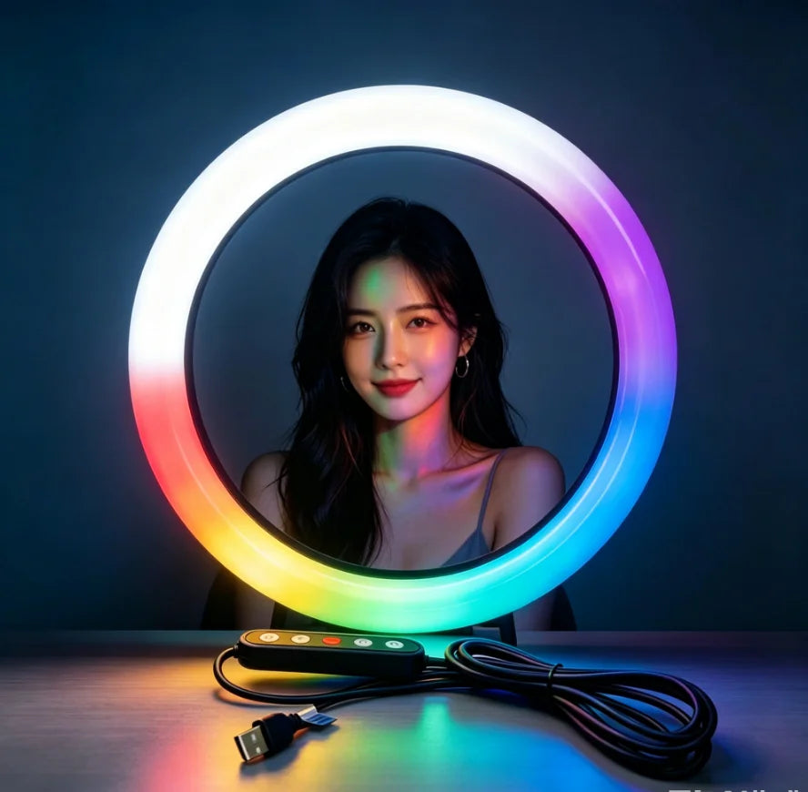 RGB Ring Light Lamp with Remote — LED Video & Live Streaming Light for Smartphones