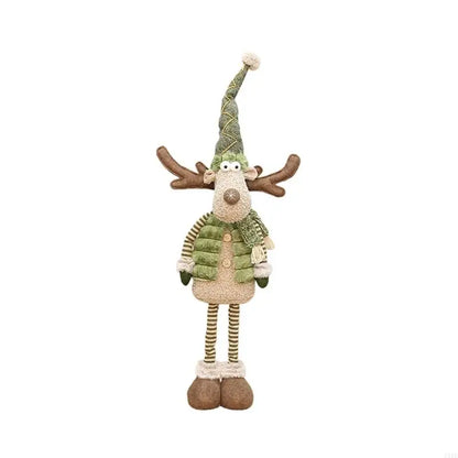 Plush Santa Hat Reindeer Doll — Christmas Tree & Shelf Decoration