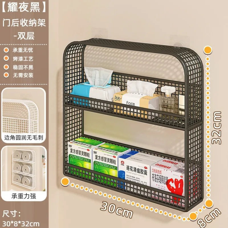 2-Tier Wall-Mounted Door & Wall Storage Rack