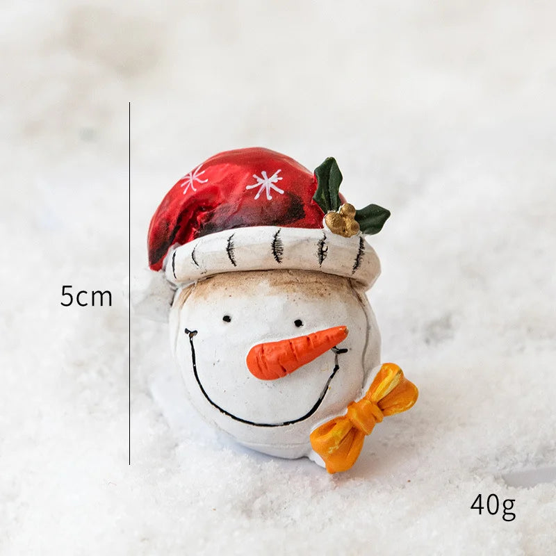 Christmas Resin Santa & Snowman Desktop Figurine – Holiday Décor & Photography Prop