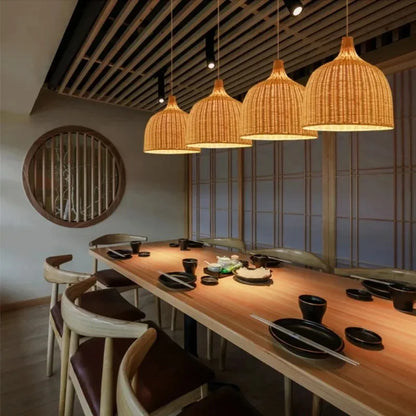 Southeast Asia Hand-Woven Rattan Pendant Chandelier — Boho Bamboo Lantern