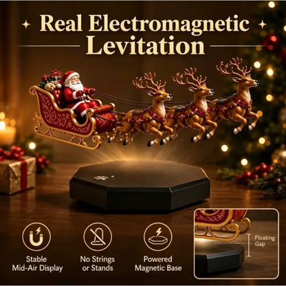 Magnetic Levitation Floating Santa Sleigh Ornament — Rotating Reindeer Holiday Decor