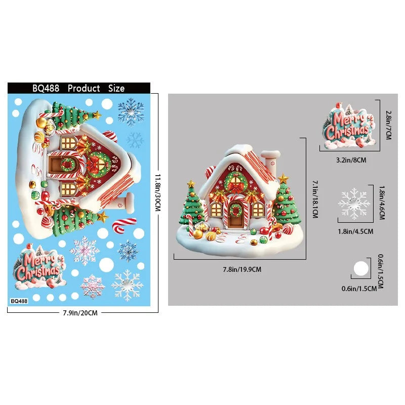 Christmas Window Stickers – Gingerbread Man, Santa, Snowman & Snowflake Decals