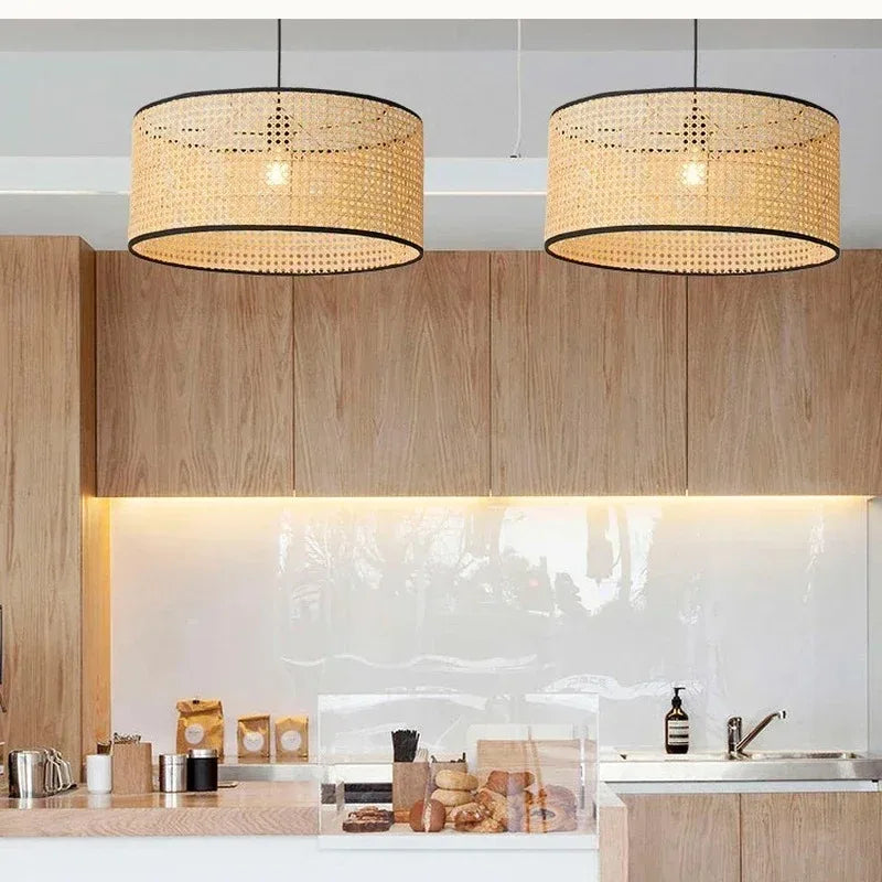 Modern Handwoven Bamboo Rattan Pendant Lamp Shade — 40cm Natural Weave