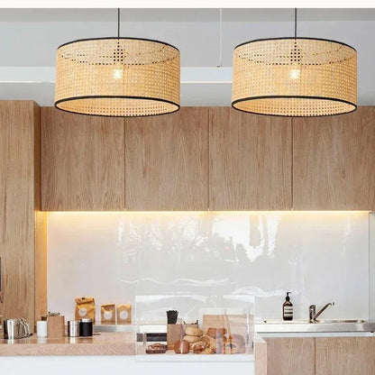 Modern Handwoven Bamboo Rattan Pendant Lamp Shade — 40cm Natural Weave