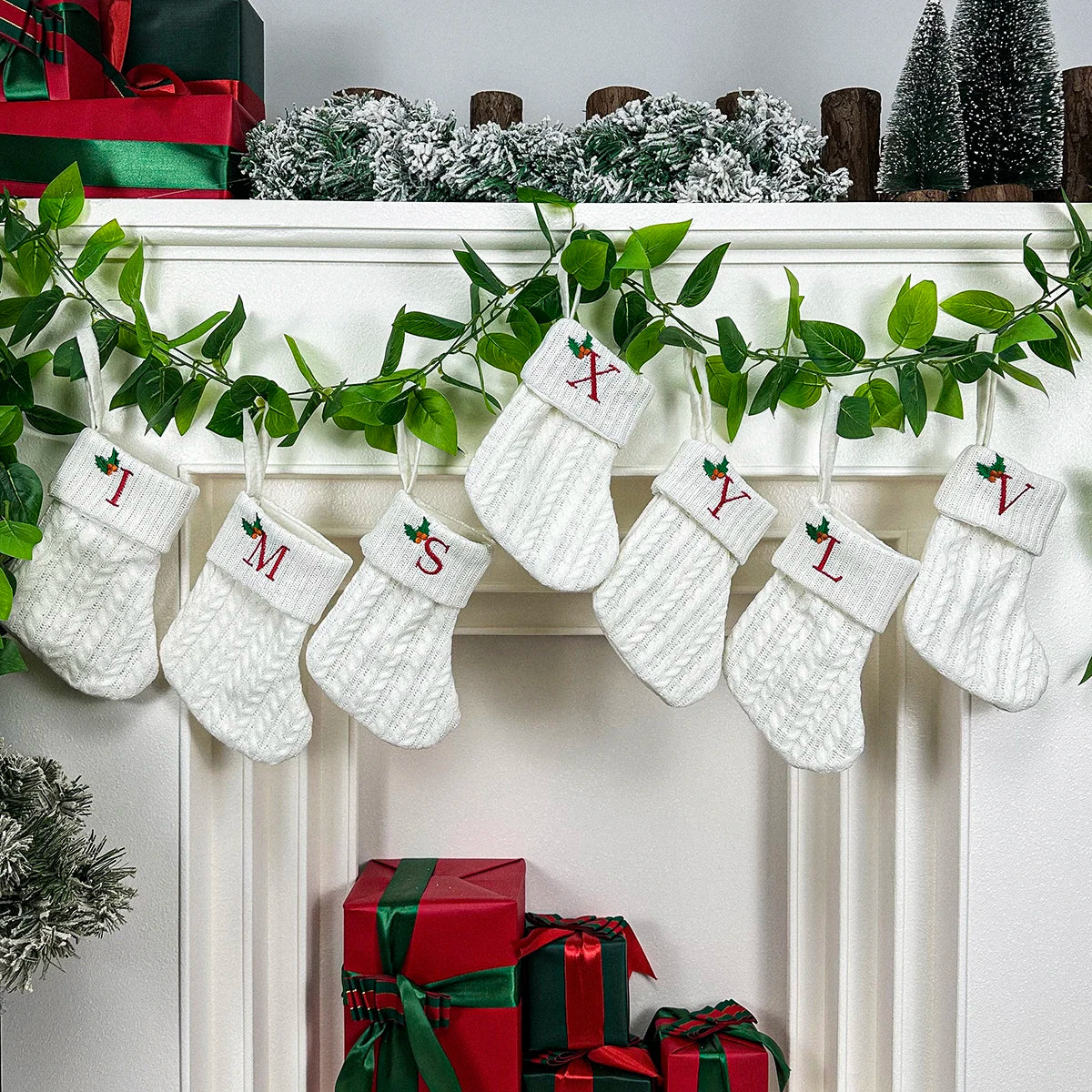 Personalized Letter Christmas Stocking — Alphabet Initial Holiday Gift Bag & Tree Decor