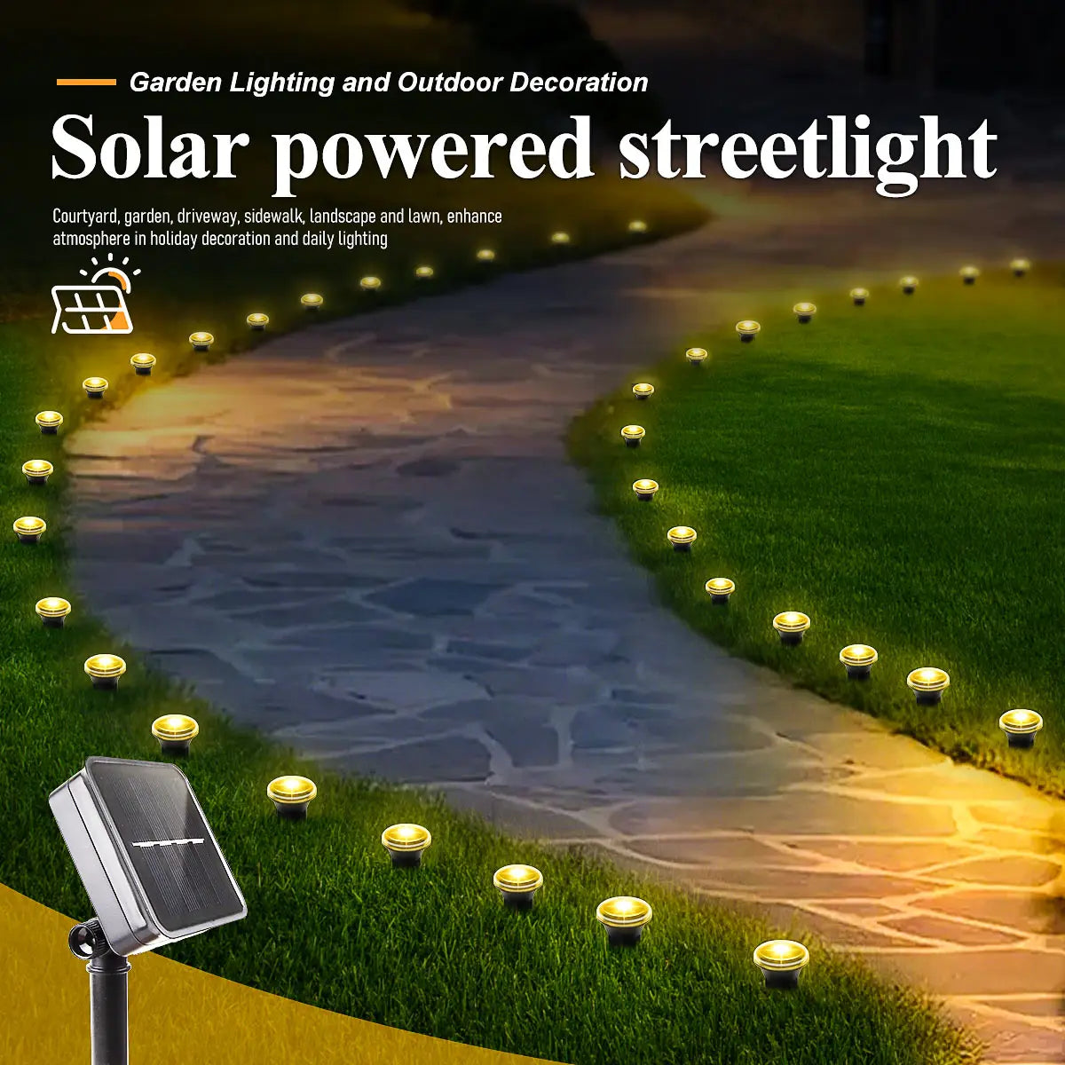 Solar LED Garden Pathway Light — 8 Modes, Waterproof Outdoor Stake Lamp