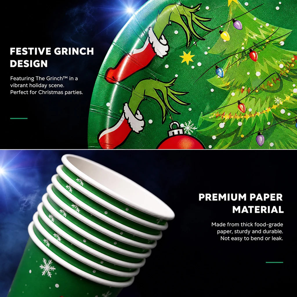 2026 Christmas New Decorations Green Party Tableware Set Disposable Paper Plates Cups Napkins For New Year Eve Dinner Supplies