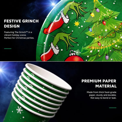 2026 Christmas New Decorations Green Party Tableware Set Disposable Paper Plates Cups Napkins For New Year Eve Dinner Supplies