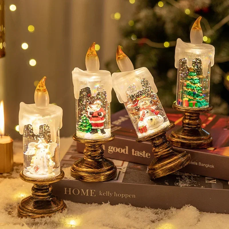 Christmas Crystal Ball Music Box Lantern — Snowflake Holiday Candlestick Decor