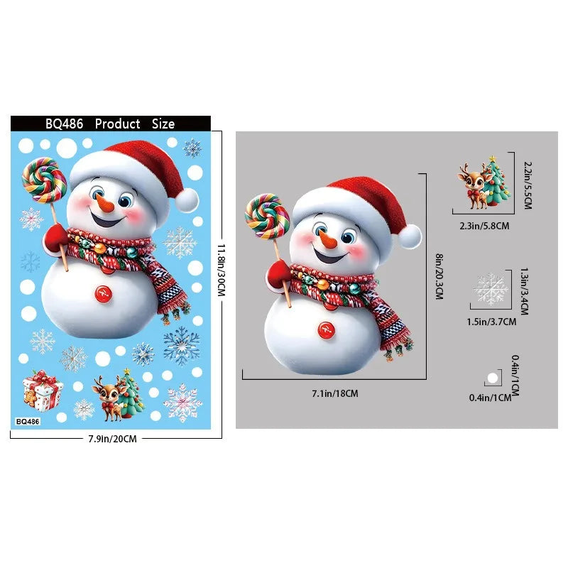 Christmas Window Stickers – Gingerbread Man, Santa, Snowman & Snowflake Decals