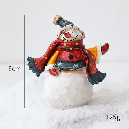 Christmas Resin Santa & Snowman Desktop Figurine – Holiday Décor & Photography Prop