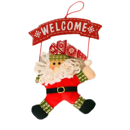 Christmas Wooden Door Hanging Sign — Santa, Snowman & Tree Drop Ornaments