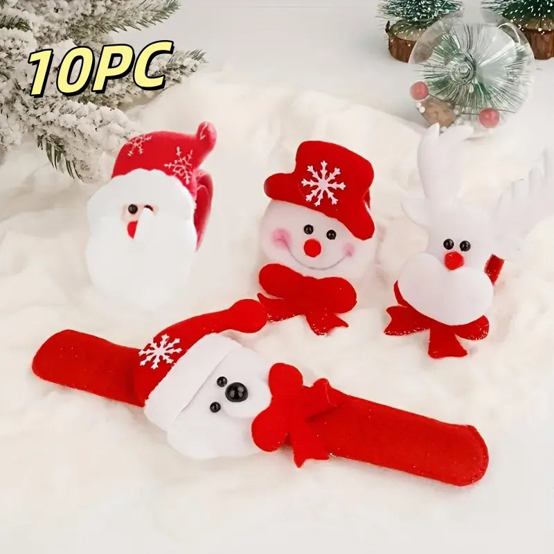 Christmas Snap Bracelets & Rings Set — Snowman, Reindeer & Santa Stocking Stuffers