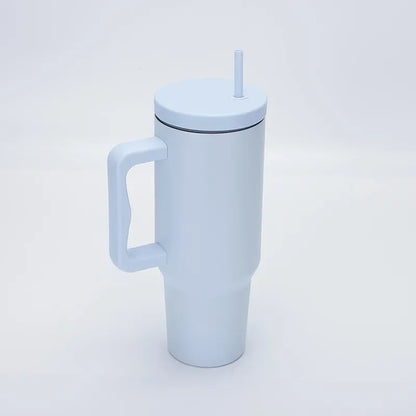 1pc 1200ml Leakproof 40oz Stainless Steel Tumbler with Handle and Straw Perfect for Outdoor Activities, Hiking, Running, Cycling