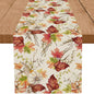 Fall Table Runner Printed Thanksgiving Maple Leaf Linen Runners, Seasonal Autumn Holiday Table Decor for Kitchen, Dining, Party