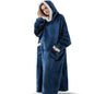 Suer Long Flannel Sherpa Wearable Blanket Winter Warm Blanket with Sleeves Hoodie Sweatshirts Oversized  TV Blanket Pullover