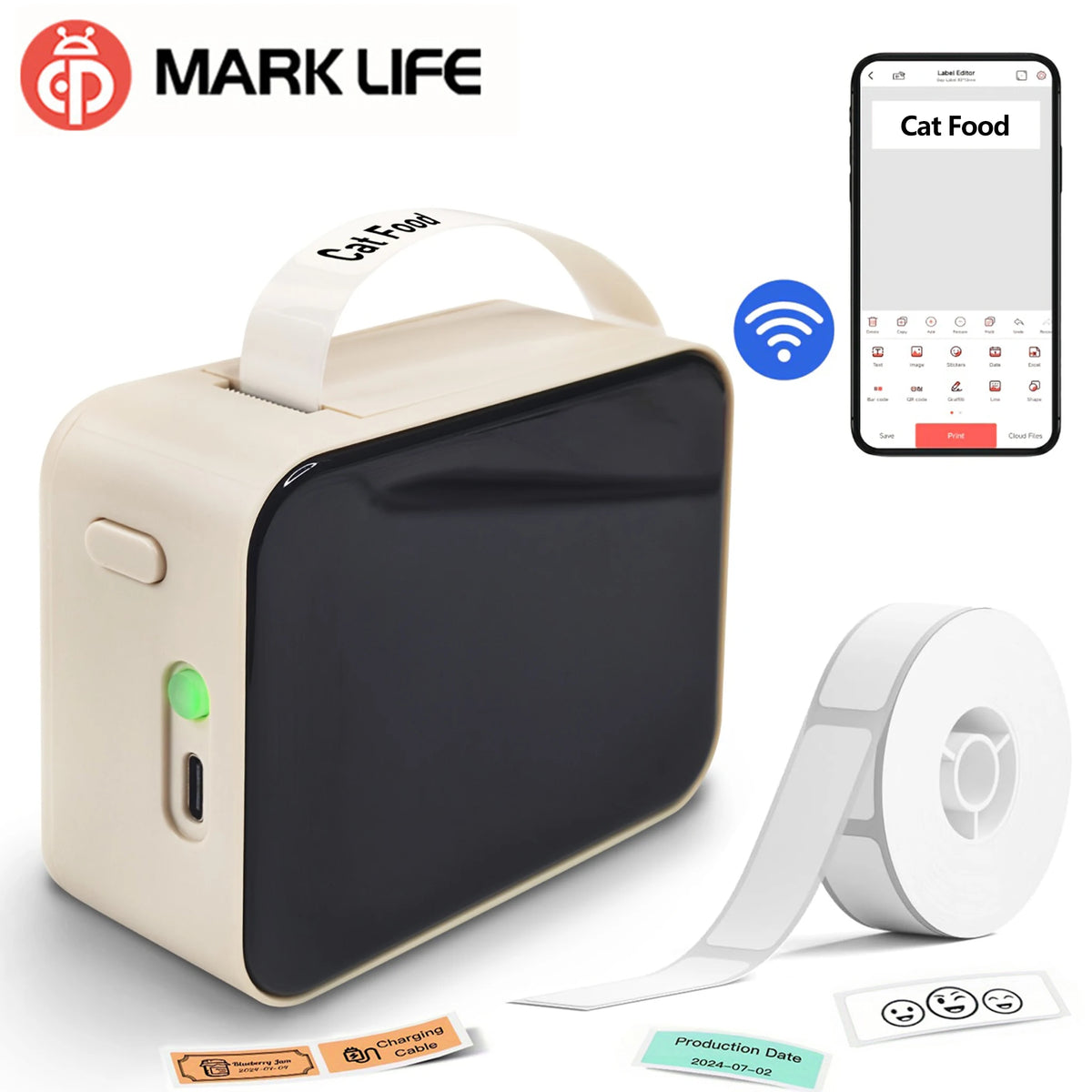 Marklife P15 Mini Bluetooth Label Printer — Portable Thermal Sticker Maker, No Ink Needed