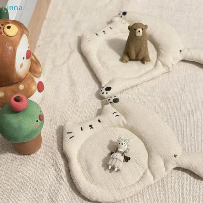 Cute Cat-Shaped Fabric Coasters — Soft Padded Linen Cup Mats for Home & Desk