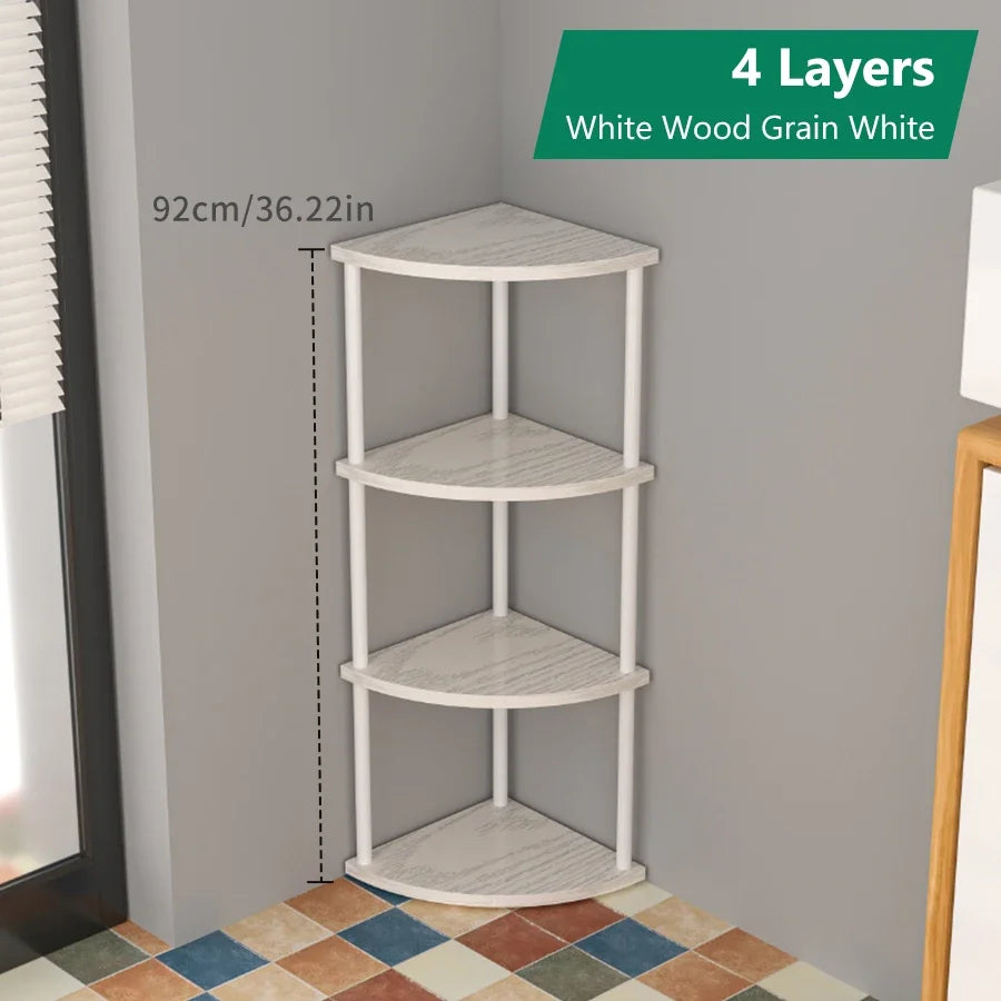 Corner Wall Storage Rack — Shelves for Living Room, Kitchen & Bedroom