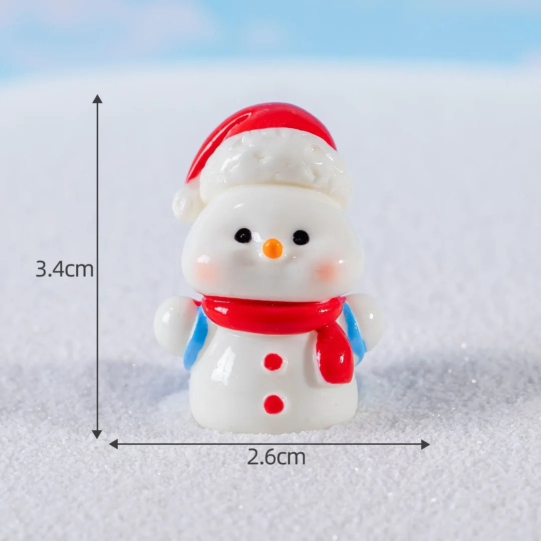 Christmas Resin Miniature Figurines – Santa, Elk & Snowman Holiday Décor Statues